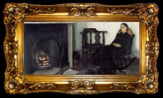 framed  William Stott of Oldham By the Fireside, ta009-2